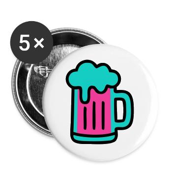 Bierkrug Neon Schaum Icon - Buttons groß 56 mm (5er Pack) - Weiß - Vorne
