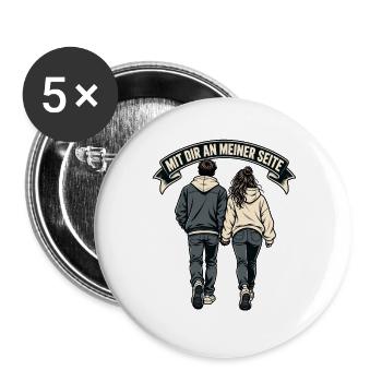 Valentinstag Geschenkidee Partner Hochzeitstag - Buttons groß 56 mm (5er Pack) - Weiß - Vorne