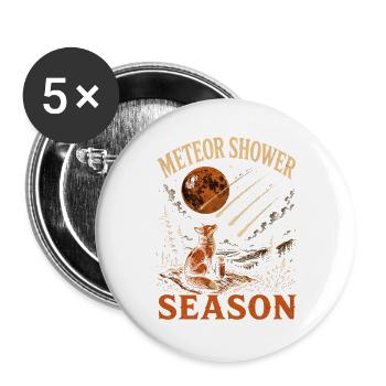  Meteorschauer Saison Fuchs Sternengucker Camping - Buttons groß 56 mm (5er Pack) - Weiß - Vorne