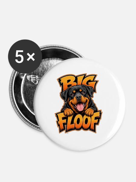 Rottweiler - Buttons groß 56 mm (5er Pack) - Weiß