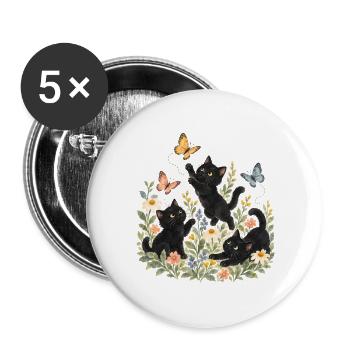 Katze, Süßes Kätzchen, Lustige Katze - Buttons groß 56 mm (5er Pack) - Weiß - Vorne