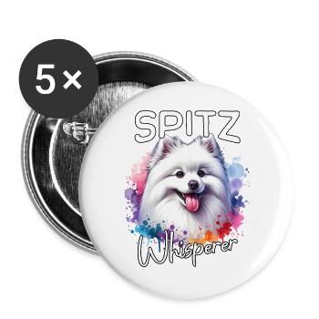 Spitz Flüsterer - Buttons groß 56 mm (5er Pack) - Weiß - Vorne