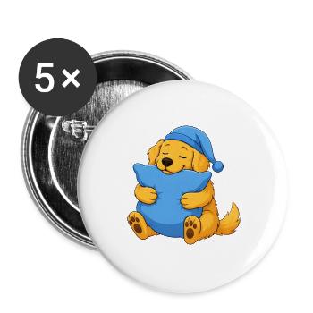 Schläfriger Golden Retriever - Buttons groß 56 mm (5er Pack) - Weiß - Vorne