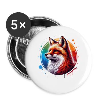 Rotfuchs Fuchs Fox - Buttons groß 56 mm (5er Pack) - Weiß - Vorne
