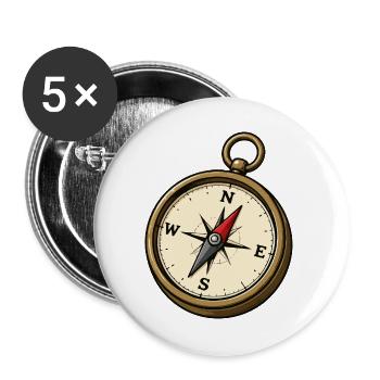 kompass - Buttons groß 56 mm (5er Pack) - Weiß - Vorne
