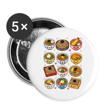 Kawaii Soba | Nudeln & Japan Food - Buttons groß 56 mm (5er Pack) - Weiß - Vorne