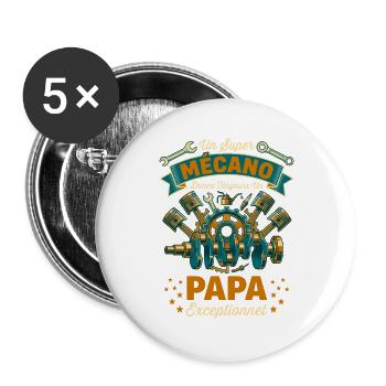 Supermechaniker-Papa Außergewöhnlicher Jahrgang - Buttons groß 56 mm (5er Pack) - Weiß - Vorne