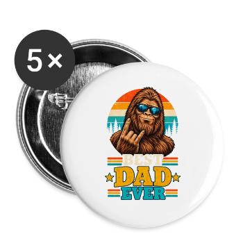 Best Dad Ever Bigfoot Dad Sasquatch Dad  - Buttons groß 56 mm (5er Pack) - Weiß - Vorne