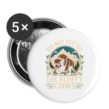 Wyoming: Nicht flauschige Kühe - Buttons groß 56 mm (5er Pack) - Weiß - Vorne
