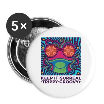 trippiges Festival Keep It Surreal Trippy Groovy - Buttons groß 56 mm (5er Pack) - Weiß - Vorne