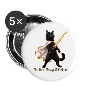Heldenhafte Katze - Buttons groß 56 mm (5er Pack) - Weiß - Vorne