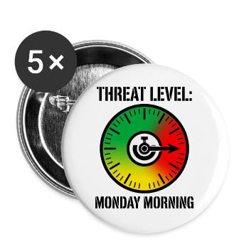 Büro-Humor – Bedrohungsstufe - Buttons groß 56 mm (5er Pack) - Weiß - Vorne
