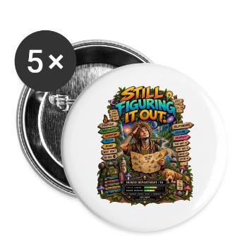 2622-3Y 3YE ABTEILUNG – ICH FINDE ES IMMER NOCH HERAUS - Buttons groß 56 mm (5er Pack) - Weiß - Vorne