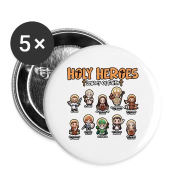 Heilige Helden Allerheiligen-Katholische Kirche - Buttons groß 56 mm (5er Pack) - Weiß - Vorne