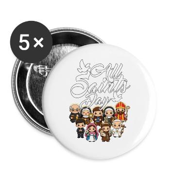 Allerheiligentag Katholischer Heiliger Feiertag - Buttons groß 56 mm (5er Pack) - Weiß - Vorne