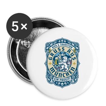 Gruß aus München - Oktober, Festzelt und Gaudi - Buttons groß 56 mm (5er Pack) - Weiß - Vorne