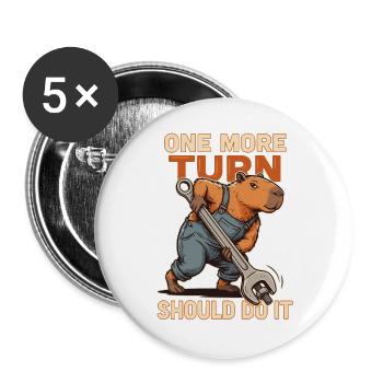 Capybara Mechaniker - Buttons groß 56 mm (5er Pack) - Weiß - Vorne
