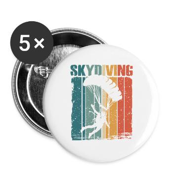 Fallschirmspringer Vintage Grafik - Buttons groß 56 mm (5er Pack) - Weiß - Vorne