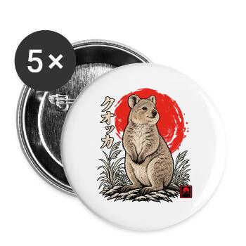Quokka Japan Tier Japanisches Design - Buttons groß 56 mm (5er Pack) - Weiß - Vorne