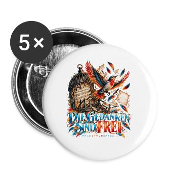 Die Gedanken sind frei - Buttons groß 56 mm (5er Pack) - Weiß - Vorne