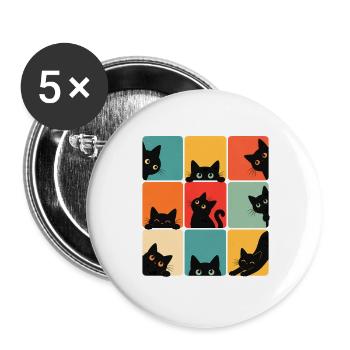 Katze, Süßes Kätzchen, Lustige Katze - Buttons groß 56 mm (5er Pack) - Weiß - Vorne