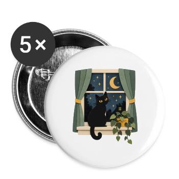 Katze, Süßes Kätzchen, Lustige Katze - Buttons groß 56 mm (5er Pack) - Weiß - Vorne