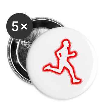 Laufen Läufer Joggen Kinder Jungen Herren Lauf - Buttons groß 56 mm (5er Pack) - Weiß - Vorne