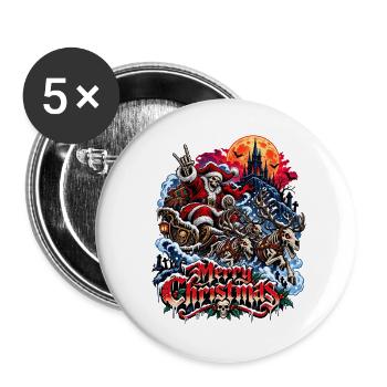Gothic Santa Schlitten - Buttons groß 56 mm (5er Pack) - Weiß - Vorne