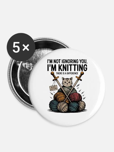 Knitting Lover – Yarn & Stricken Design - Buttons groß 56 mm (5er Pack) - Weiß