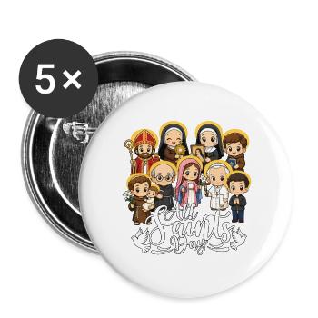 Allerheiligen Katholischer Heiliger Heiliger Tag der Heiligen - Buttons groß 56 mm (5er Pack) - Weiß - Vorne