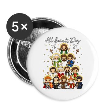 Liebe den römisch-katholischen Allerheiligentag - Buttons groß 56 mm (5er Pack) - Weiß - Vorne
