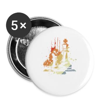 Schach Streetart - Buttons groß 56 mm (5er Pack) - Weiß - Vorne