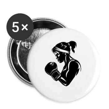 Boxerin Zeichnung - Buttons groß 56 mm (5er Pack) - Weiß - Vorne