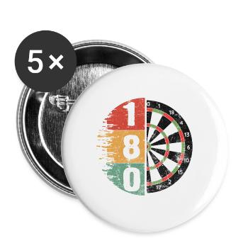 180 Dartscheibe Vintage Dart Geschenk - Buttons groß 56 mm (5er Pack) - Weiß - Vorne