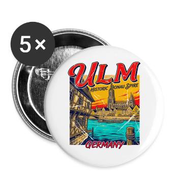Retro Ulm Germany Cityscape Novelty For - Buttons groß 56 mm (5er Pack) - Weiß - Vorne