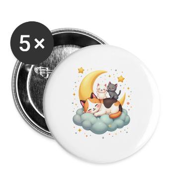 Katze, Süßes Kätzchen, Lustige Katze - Buttons groß 56 mm (5er Pack) - Weiß - Vorne