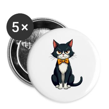 Katze, Süßes Kätzchen, Lustige Katze - Buttons groß 56 mm (5er Pack) - Weiß - Vorne