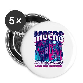 Moers German Retro Urban Culture City Pop - Buttons groß 56 mm (5er Pack) - Weiß - Vorne