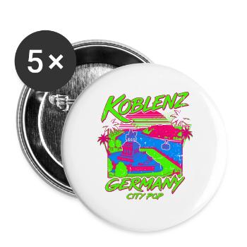 City Koblenz Germany Skyline River Sunset Art - Buttons groß 56 mm (5er Pack) - Weiß - Vorne