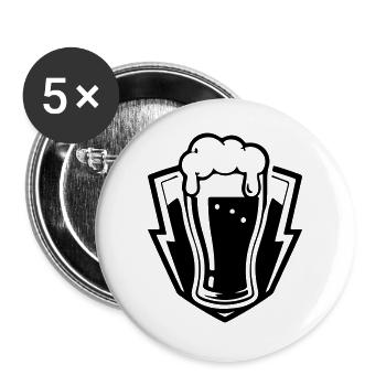 Bierglas Bier - Buttons groß 56 mm (5er Pack) - Weiß - Vorne