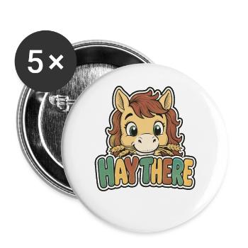 Reiten Kinder - Buttons groß 56 mm (5er Pack) - Weiß - Vorne