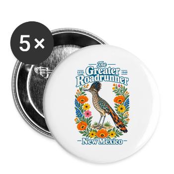 The Greater Roadrunner New Mexico - Buttons groß 56 mm (5er Pack) - Weiß - Vorne