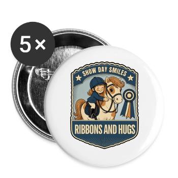 Kinder Reiten - Buttons groß 56 mm (5er Pack) - Weiß - Vorne