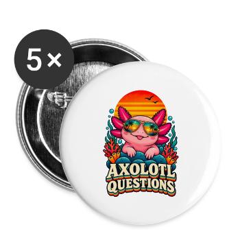 I Axolotl Questions – Cute Retro Axolotl  - Buttons groß 56 mm (5er Pack) - Weiß - Vorne
