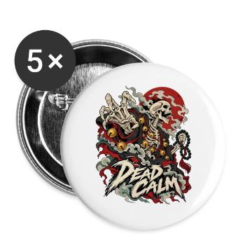 Totenkopf-Skelett in rotem Nebel - Buttons groß 56 mm (5er Pack) - Weiß - Vorne