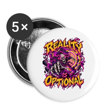 Reality is Optional - Buttons groß 56 mm (5er Pack) - Weiß - Vorne