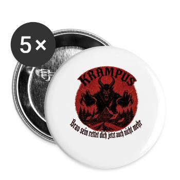 Kramperl Weihnachtsdämon Krampus T Krampus Maske - Buttons groß 56 mm (5er Pack) - Weiß - Vorne