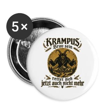 Krampus Maske | Krampus Kostüm Germanische Krampl - Buttons groß 56 mm (5er Pack) - Weiß - Vorne