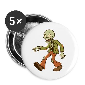 Skelettfigur läuft mit zerfetzter Kleidung - Buttons groß 56 mm (5er Pack) - Weiß - Vorne