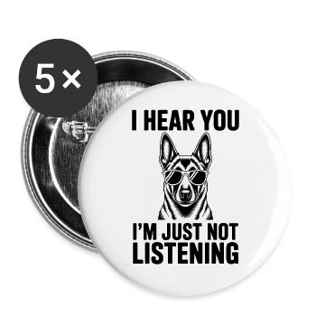 Malinois Spruch Hunde Lustiges Malinois Geschenk - Buttons groß 56 mm (5er Pack) - Weiß - Vorne